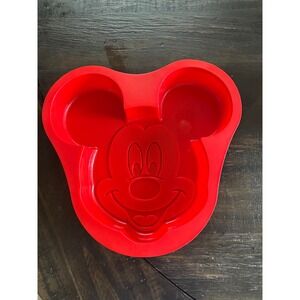 Disney Mickey Mouse Red Silicone Baking Mold Cake Pan Fun Shape EUC